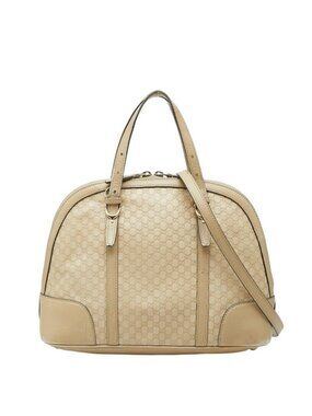 Gucci GG Supreme 2-Way Shoulder Bag Beige Leather